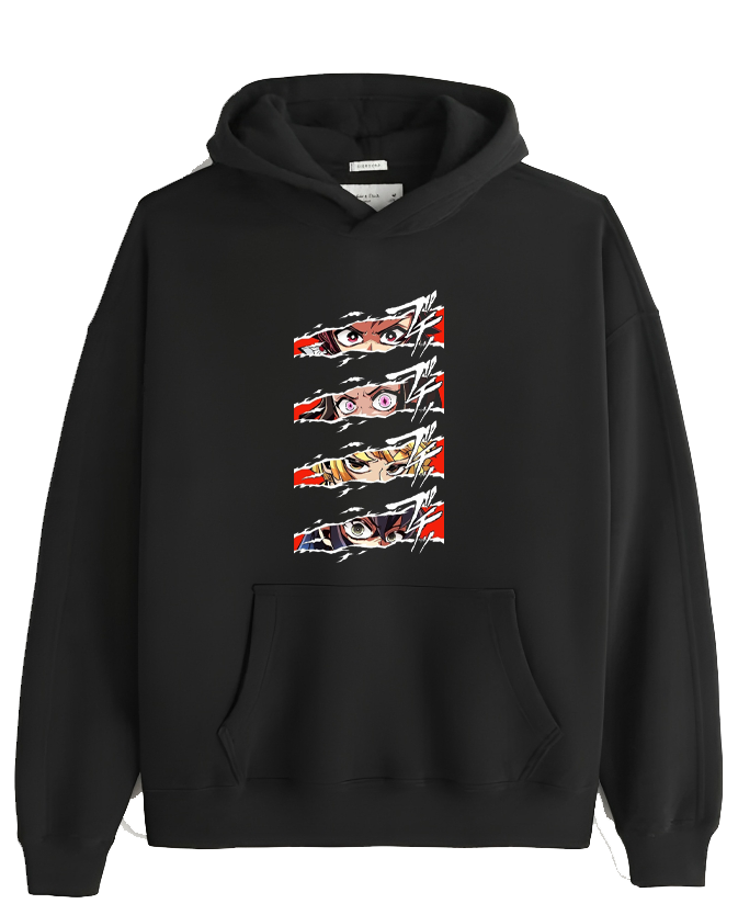 Anime Demon slayer nezuko tanjiro Oversize Hoodie Black 69