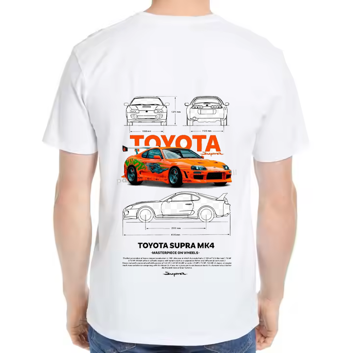 Toyota Supra MK4 Car t- shirt One Size White Back 16