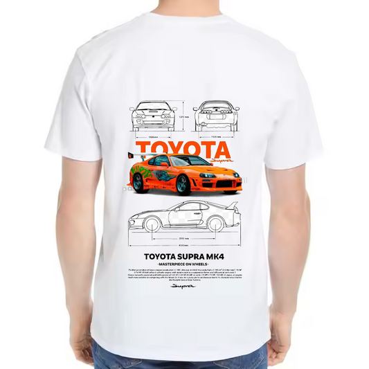 Toyota Supra MK4 Car t- shirt One Size White Back 16
