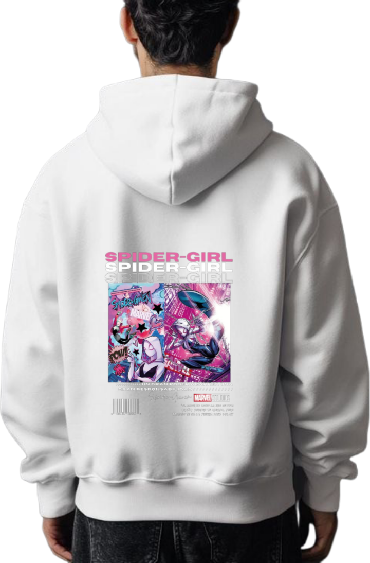 Spiderman One Size hoodie White Back 16