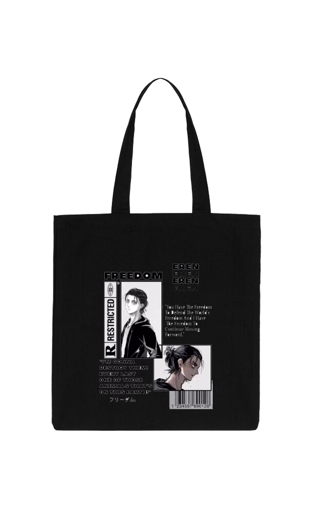 Anime Attack on titan shingeki no kyojin Aot Black tote bag 17