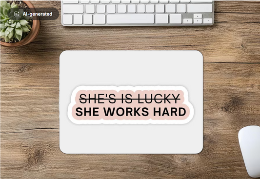 Mouse Pad SHE'S IS LUCKY SHE WORKS HARD