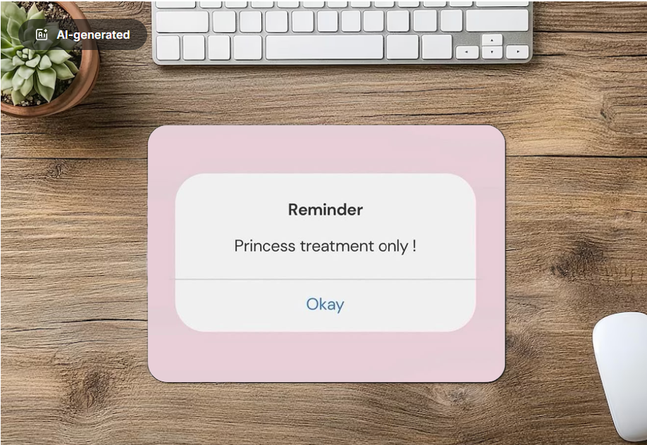 Mouse Pad Al-generated Reminder Princess treatment only! Okay