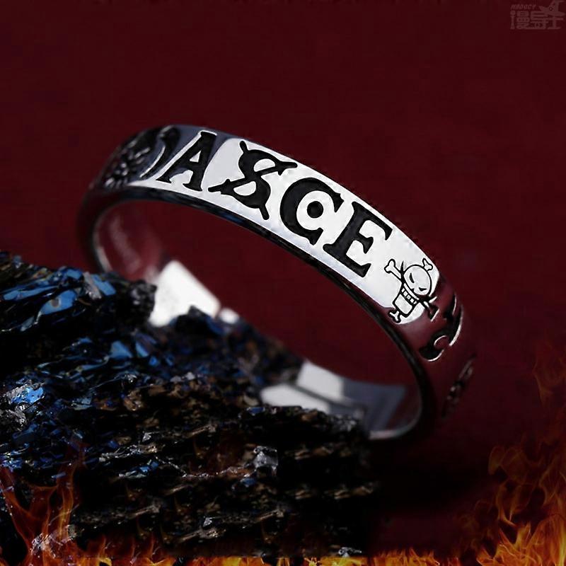Anime One Piece Ace Silver Ring Adjustable Jewellery Cosplay