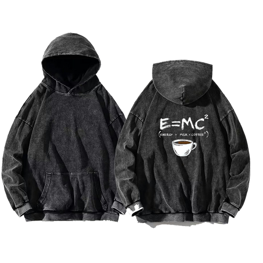 ENERGY = MILK $\times$ COFFEE$ Back text oversize hoodie Washed back 17