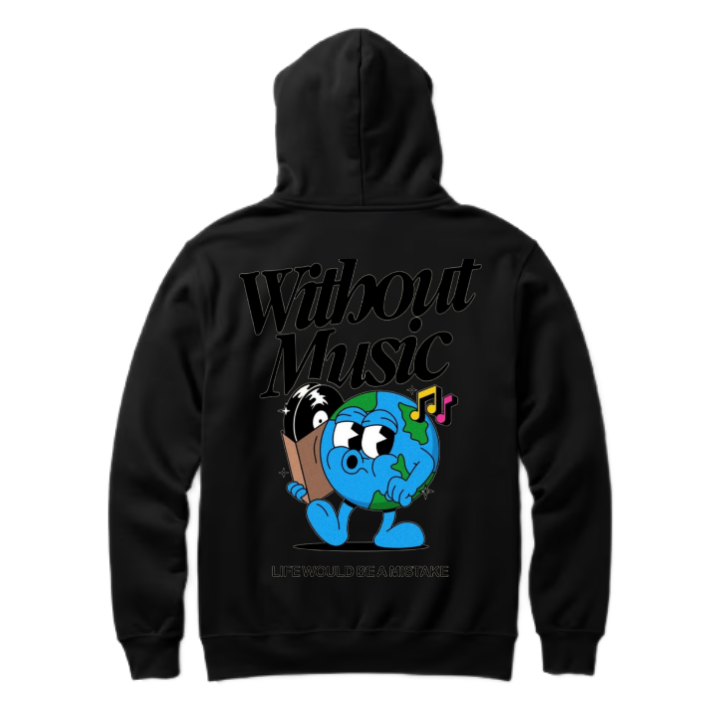 Without Music One Size hoodie Black Back 17