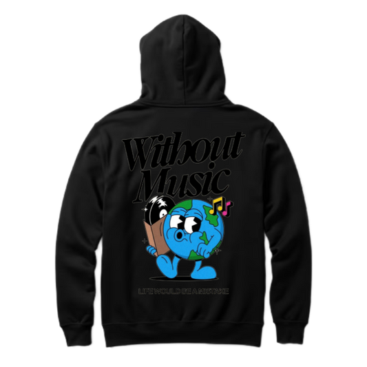 Without Music One Size hoodie Black Back 17