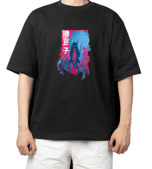 Anime Demon slayer nezuko tanjiro t- shirt Oversize Black 16