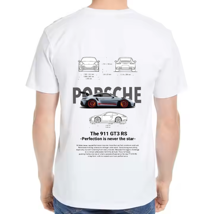Porsche 911 GT3 RS Car t- shirt One Size White Back 17