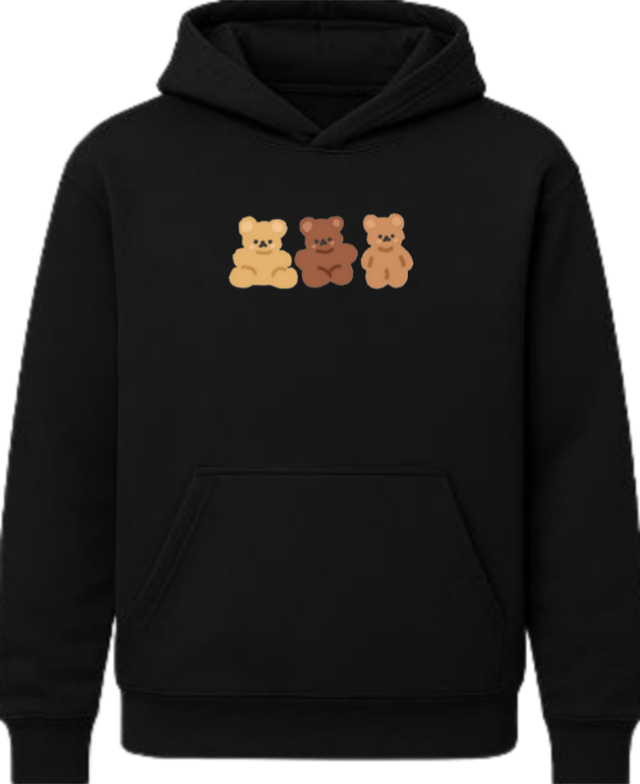 bear Oversize Hoodie Black 17