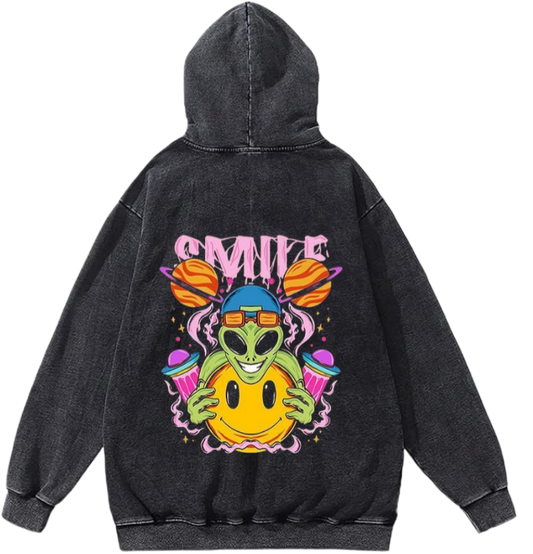 aliens Oversize Hoodie Washed gray Back 17