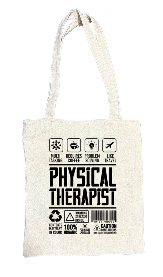 PHYSICAL THERAPIST Back text tote bag beige 17
