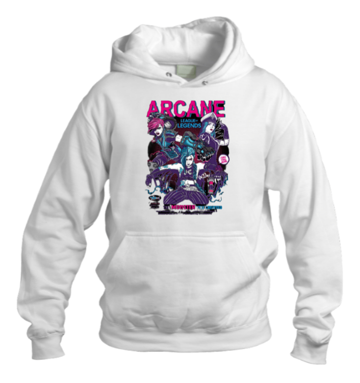 League of Legends Arcane Over Size hoodie White 1