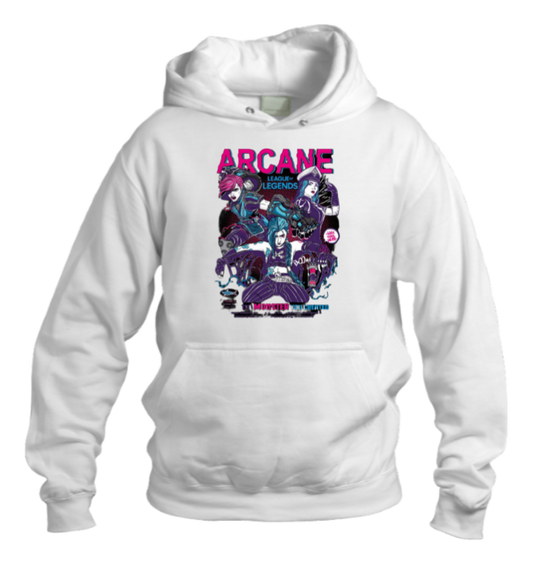 League of Legends Arcane Over Size hoodie White 1