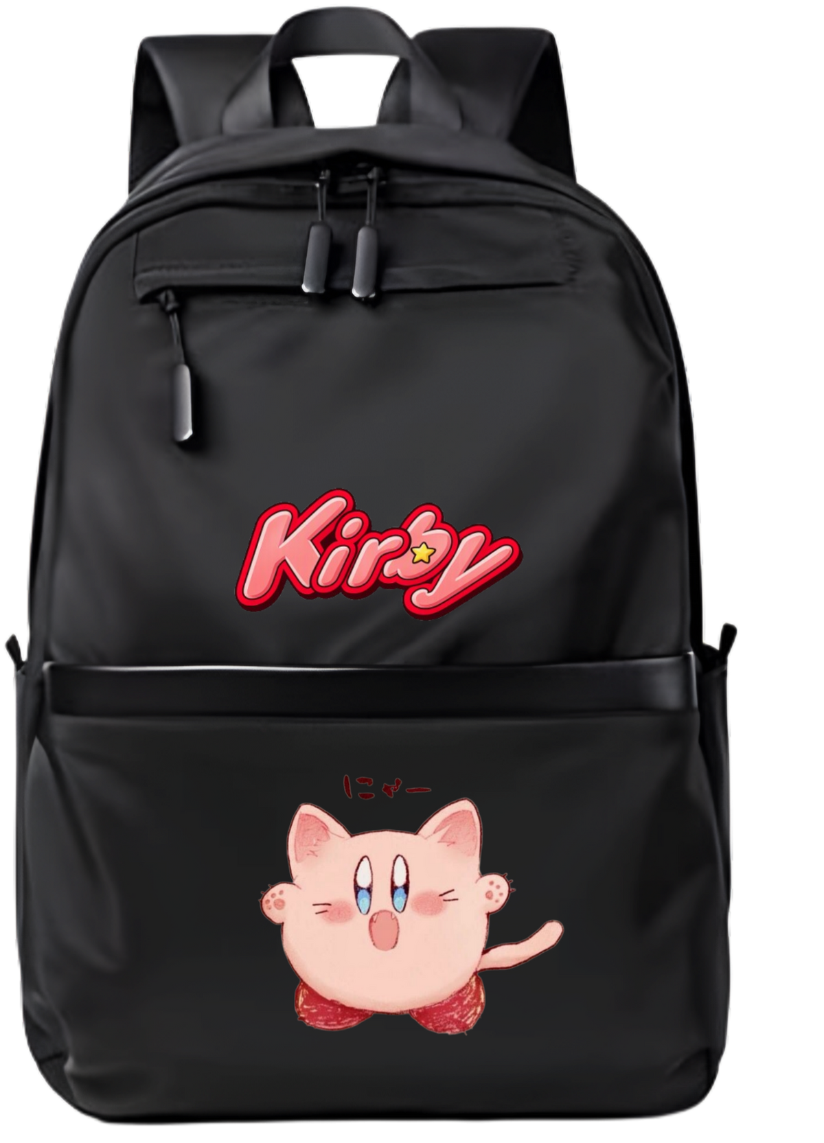 Kirby Backpack for Kids Teens, Cute Anime Cartoon Black School Bag, Casual Daypack Travel Bookbag for Boys and Girls 17
