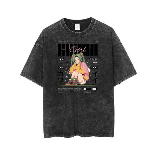 RANDOM ANIME GIRL t- shirt Washed  17