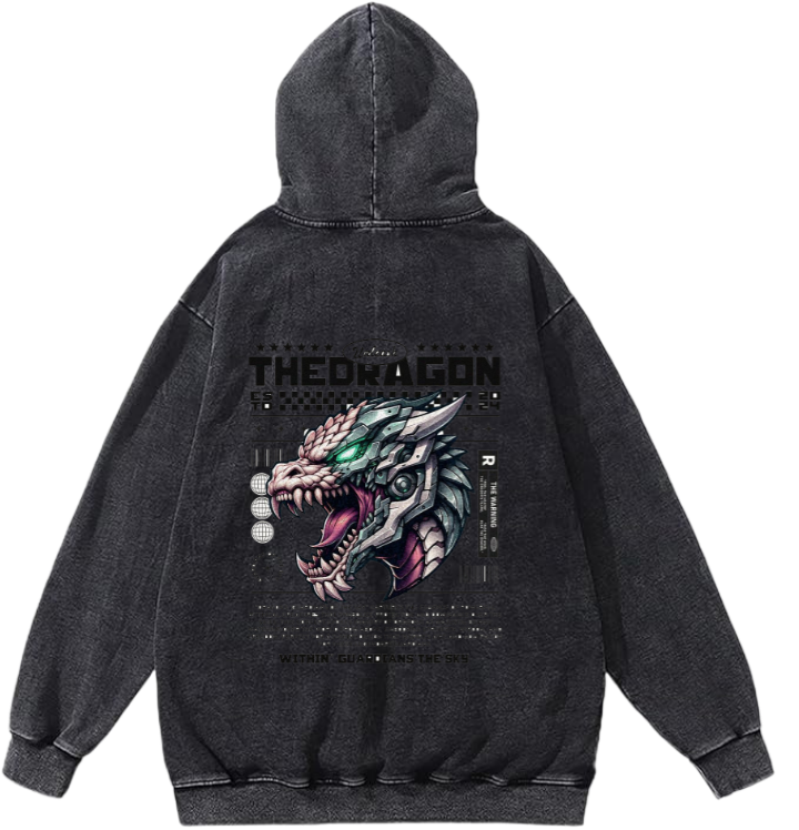 THE DRAGON Over Size hoodie Washed Back 37
