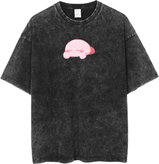 Vintage Washed Kirby Anime Graphic T-Shirt, Kawaii Y2K Aesthetic Grunge Tee, Casual Oversized Short Sleeve Top 17