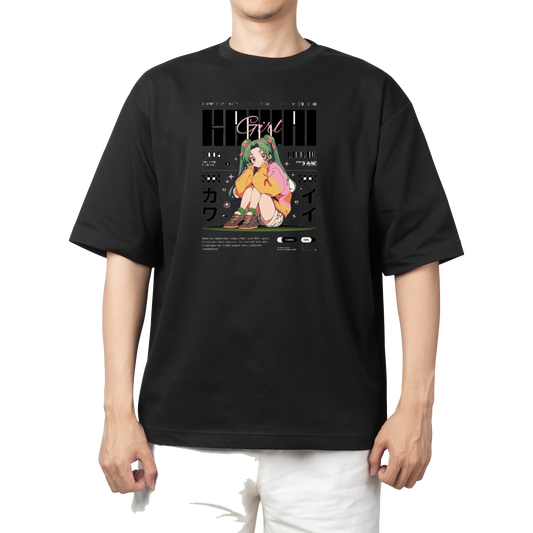RANDOM ANIME GIRL  t- shirt Black 18