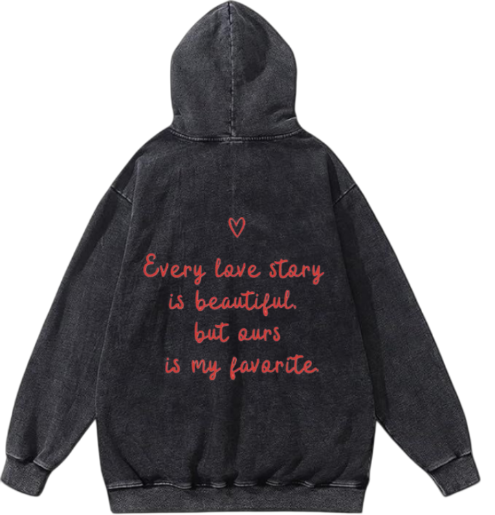 VaIentine coupIe Oversize  Hoodie Washed gray Back 17