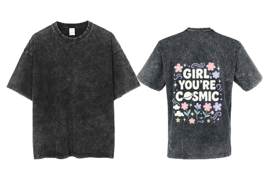GIRL YOU'RE COSMIC t- shirt One Size Washed Back 17