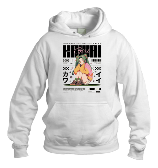 RANDOM ANIME GIRL Oversize  Hoodie White 17