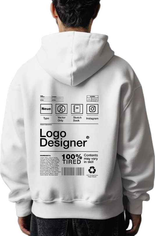 Logo Designer Back text oversize hoodie White back 126