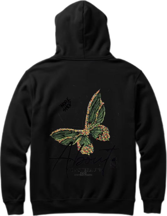 butterflies Oversize Hoodie Black Back 17