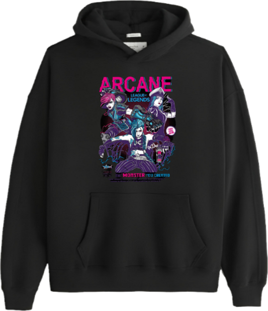 Arcane Over Size hoodie Black 1