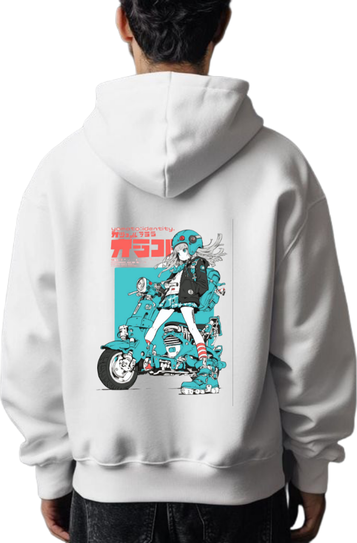 Yamato Over Size hoodie White Back 47