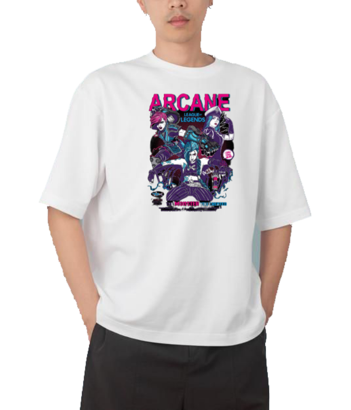 League of Legends Arcane t- shirt Over Size White 1