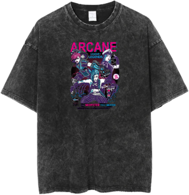 League of Legends Arcane t- shirt Over Size Washed 1