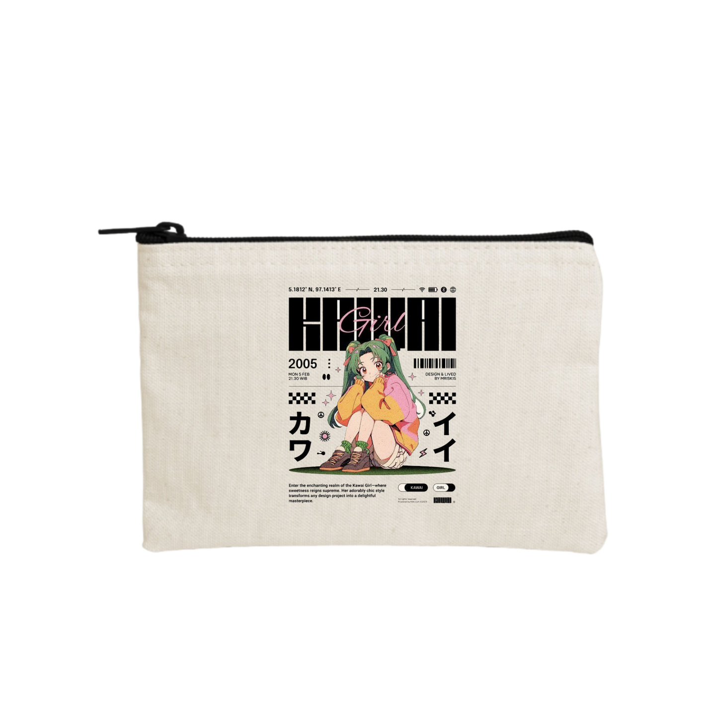 RANDOM ANIME GIRL wallet pencil case Beige 24