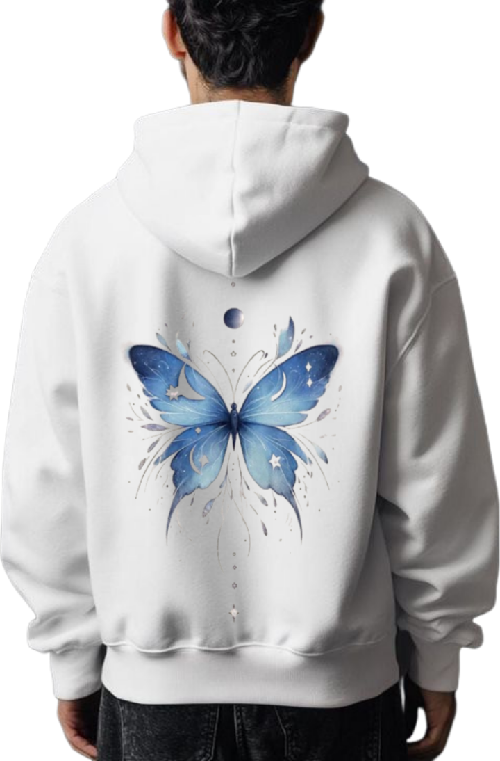 butterflies Oversize Hoodie White Back 17