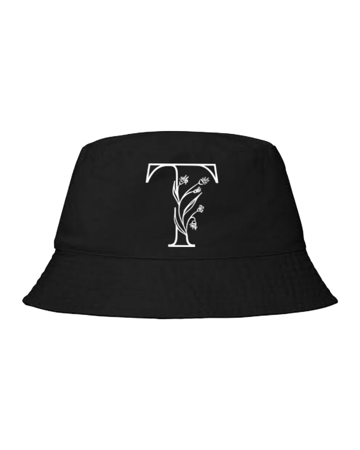 vector letter Bucket hat Fishman hat cap Black T 17