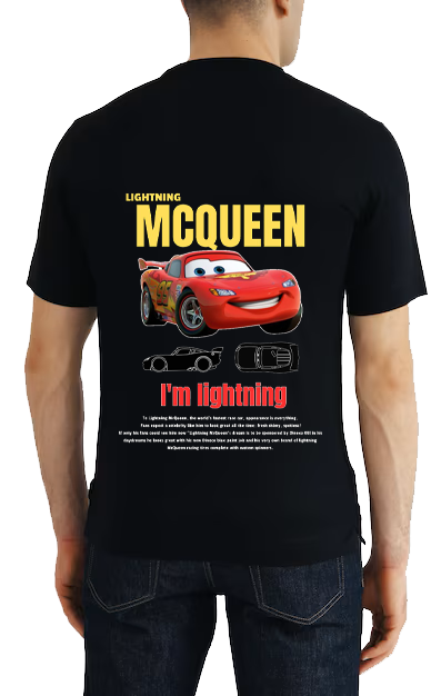 Lightning McQueen Car t- shirt One Size Black Back 15