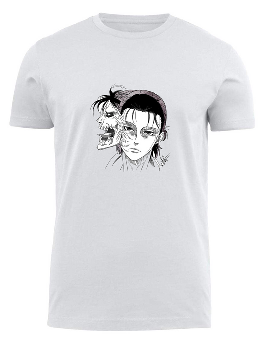 Anime Attack on titan shingeki no kyojin eren levi mikasa  Aot white fit t- shirt 17