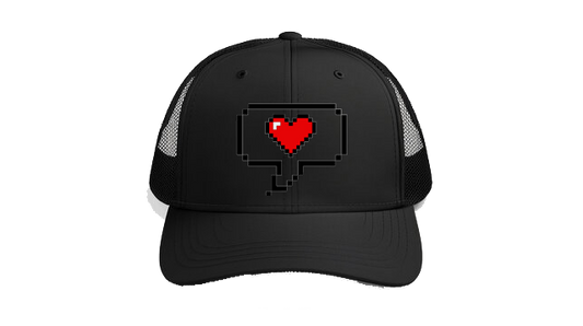 Baseball cap Black Red heart in pixel style 227