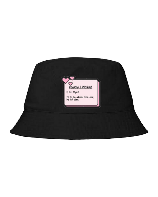 workout gym pilates Bucket hat Fishman hat cap Black 18