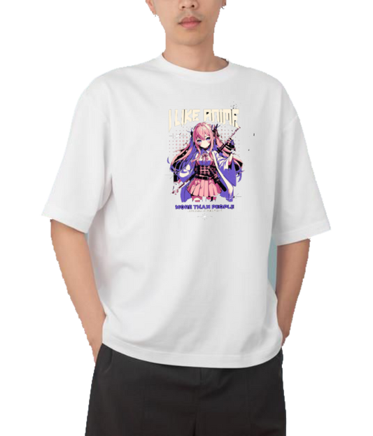 RANDOM ANIME GIRL  t- shirt White 18