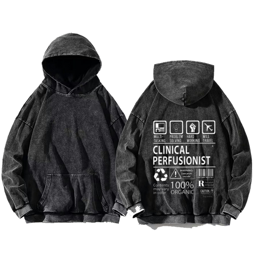 CLINICAL PERFUSIONIST oversize hoodie Washed back 121