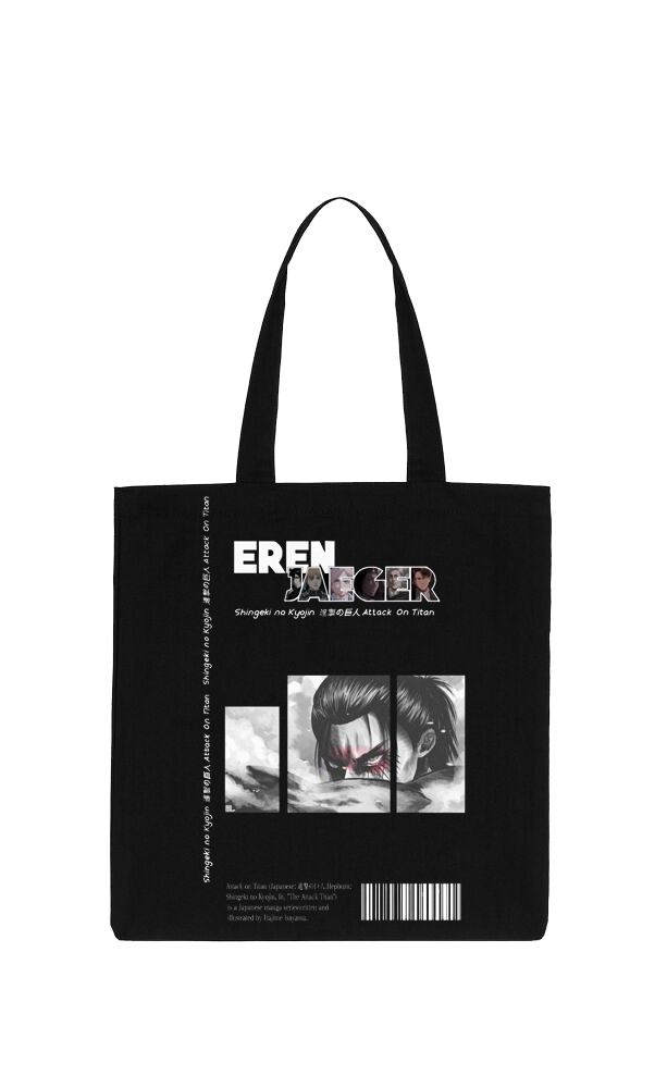 Anime Attack on titan shingeki no kyojin Aot Black tote bag 18