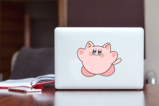 Kawaii Kirby Laptop Sticker, Cute Pink Anime Character Vinyl Decal for MacBook, Waterproof Aesthetic Decal for Water Bottle, Tablet, and Notebook 18