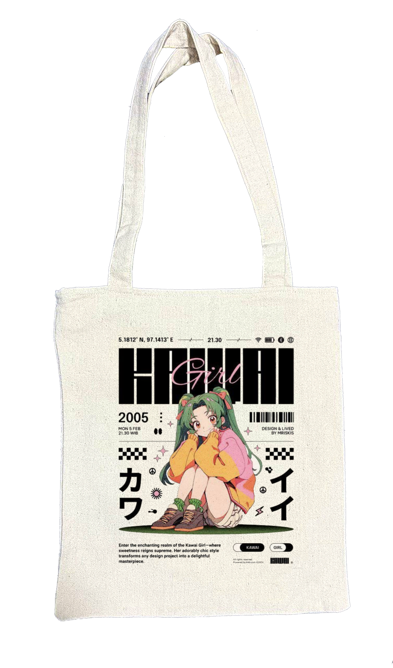 RANDOM ANIME GIRL tote bag Beige 18