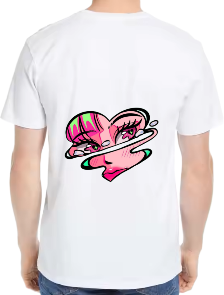 Anime-inspired heart t- shirt One Size White back 17