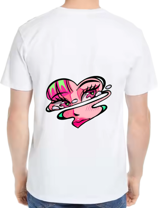 Anime-inspired heart t- shirt One Size White back 17