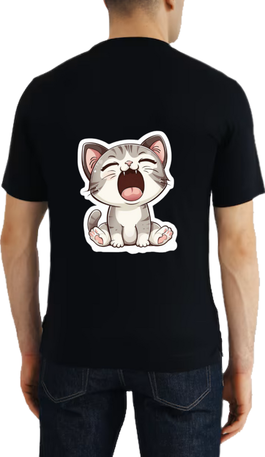 small cartoon cat t- shirt One Size Black back 18
