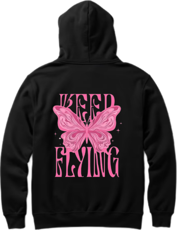butterflies Oversize Hoodie Black Back 18