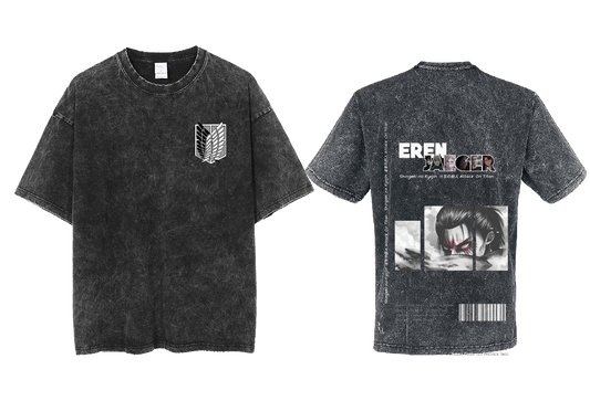 Anime Attack on titan shingeki no kyojin eren levi mikasa Aot Oversize t- shirt Washd acid back 18
