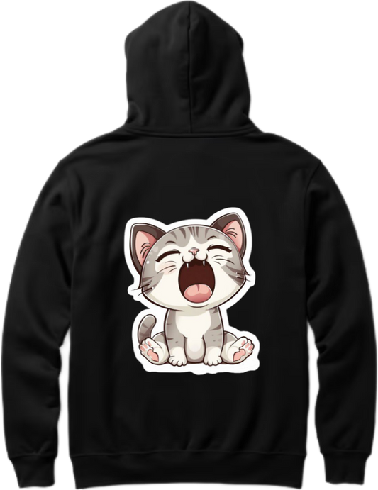 Cartoon cat One Size hoodie Black Back 18